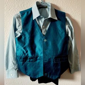 Formal button down shirt, vest and pants set. Worn a couple times. EUC!